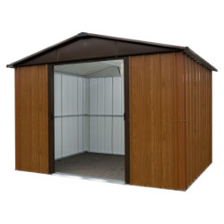 Abri de jardin métal aspect bois et marron 12m² + kit d'ancrage inclus - YARDMASTER