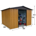 Abri de jardin métal aspect bois et marron 12m² + kit d'ancrage inclus - YARDMASTER