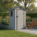 Petit abri de jardin en résine gris 1,34m² + kit de fondation - JOBU
