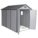 Abri de jardin en résine gris 5,32m² + kit de fondation - JOBU