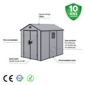 Abri de jardin en résine gris 5,32m² + kit de fondation - JOBU