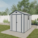 Abri de jardin en résine gris 5,32m² + kit de fondation - JOBU
