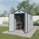 Abri de jardin en résine gris 5,32m² + kit de fondation - JOBU