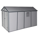 Abri de jardin en résine gris 6,99m² + kit de fondation - JOBU