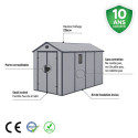 Abri de jardin en résine gris 6,99m² + kit de fondation - JOBU
