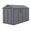 Abri de jardin en résine gris 6,99m² + kit de fondation - JOBU