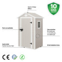 Petit abri de jardin en résine beige 1,34m² + kit de fondation - JOBU