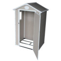 Petit abri de jardin en résine beige 1,34m² + kit de fondation - JOBU