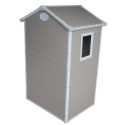 Petit abri de jardin en résine beige 1,34m² + kit de fondation - JOBU