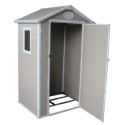 Petit abri de jardin en résine beige 1,34m² + kit de fondation - JOBU
