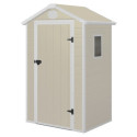 Petit abri de jardin en résine beige 1,34m² + kit de fondation - JOBU