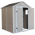 Abri de jardin en résine beige 3,65m² + kit de fondation - JOBU