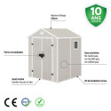 Abri de jardin en résine beige 3,65m² + kit de fondation - JOBU