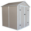 Abri de jardin en résine beige 3,65m² + kit de fondation - JOBU