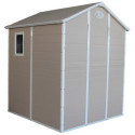 Abri de jardin en résine beige 3,65m² + kit de fondation - JOBU