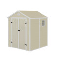 Abri de jardin en résine beige 3,65m² + kit de fondation - JOBU