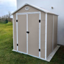 Abri de jardin en résine beige 3,65m² + kit de fondation - JOBU