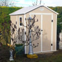 Abri de jardin en résine beige 3,65m² + kit de fondation - JOBU