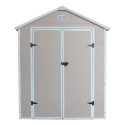 Abri de jardin en résine beige 5,32m² + kit de fondation - JOBU