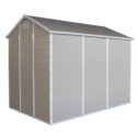 Abri de jardin en résine beige 5,32m² + kit de fondation - JOBU