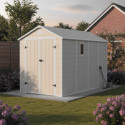 Abri de jardin en résine beige 6,99m² + kit de fondation - JOBU