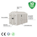 Abri de jardin en résine beige 6,99m² + kit de fondation - JOBU