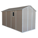 Abri de jardin en résine beige 6,99m² + kit de fondation - JOBU