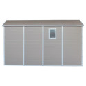 Abri de jardin en résine beige 6,99m² + kit de fondation - JOBU