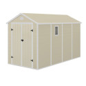 Abri de jardin en résine beige 6,99m² + kit de fondation - JOBU