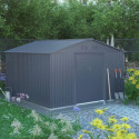 Abri de jardin métal 10,85m² FIRST anthracite + kit d'ancrage X-METAL