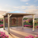 Pool house en bois thermo traité 12,31m² BLUETERM, 1 paroi avec ventelles mobiles - HABRITA