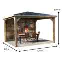 Pool house en bois thermo traité 12,31m² BLUETERM, 1 paroi avec ventelles mobiles - HABRITA