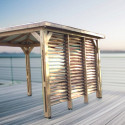 Pool house en bois thermo traité 12,31m² BLUETERM, 1 paroi avec ventelles mobiles - HABRITA