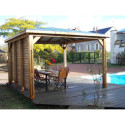 Pool house en bois thermo traité 12,31m² BLUETERM, 1 paroi avec ventelles mobiles - HABRITA