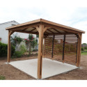 Pool house en bois thermo traité 12,31m² BLUETERM, 1 paroi avec ventelles mobiles - HABRITA