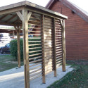 Pool house en bois thermo traité 12,31m² BLUETERM, 1 paroi avec ventelles mobiles - HABRITA