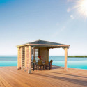 Pool house en bois thermo traité 12,31m² BLUETERM, 2 parois avec ventelles mobiles - HABRITA