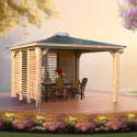 Pool house en bois thermo traité 12,31m² BLUETERM, 2 parois avec ventelles mobiles - HABRITA