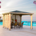 Pool house en bois thermo traité 12,31m² BLUETERM, 2 parois avec ventelles mobiles - HABRITA