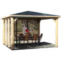 Pool house en bois thermo traité 12,31m² BLUETERM, 2 parois avec ventelles mobiles - HABRITA