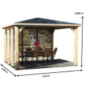 Pool house en bois thermo traité 12,31m² BLUETERM, 2 parois avec ventelles mobiles - HABRITA