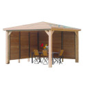 Pool house en bois thermo traité 12,31m² BLUETERM, 2 parois avec ventelles mobiles - HABRITA