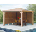 Pool house en bois thermo traité 12,31m² BLUETERM, 2 parois avec ventelles mobiles - HABRITA