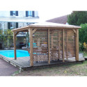 Pool house en bois thermo traité 12,31m² BLUETERM, 2 parois avec ventelles mobiles - HABRITA