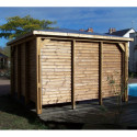 Pool house en bois thermo traité 12,31m² BLUETERM, 2 parois avec ventelles mobiles - HABRITA