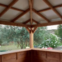 Pool house en bois thermo traité 12,31m² BLUETERM, 2 parois avec ventelles et 2 parois avec comptoirs - HABRITA