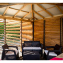 Pool house en bois thermo traité 12,31m² BLUETERM, 2 parois avec ventelles et 2 parois avec comptoirs - HABRITA