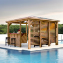 Pool house en bois thermo traité 12,31m² BLUETERM - équipé - HABRITA