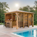 Pool house en bois thermo traité 12,31m² BLUETERM - équipé - HABRITA