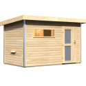 Sauna d'extérieur SKROLLAN 1 en bois massif 38mm 4 à 6 places avec porte opaque KARIBU
